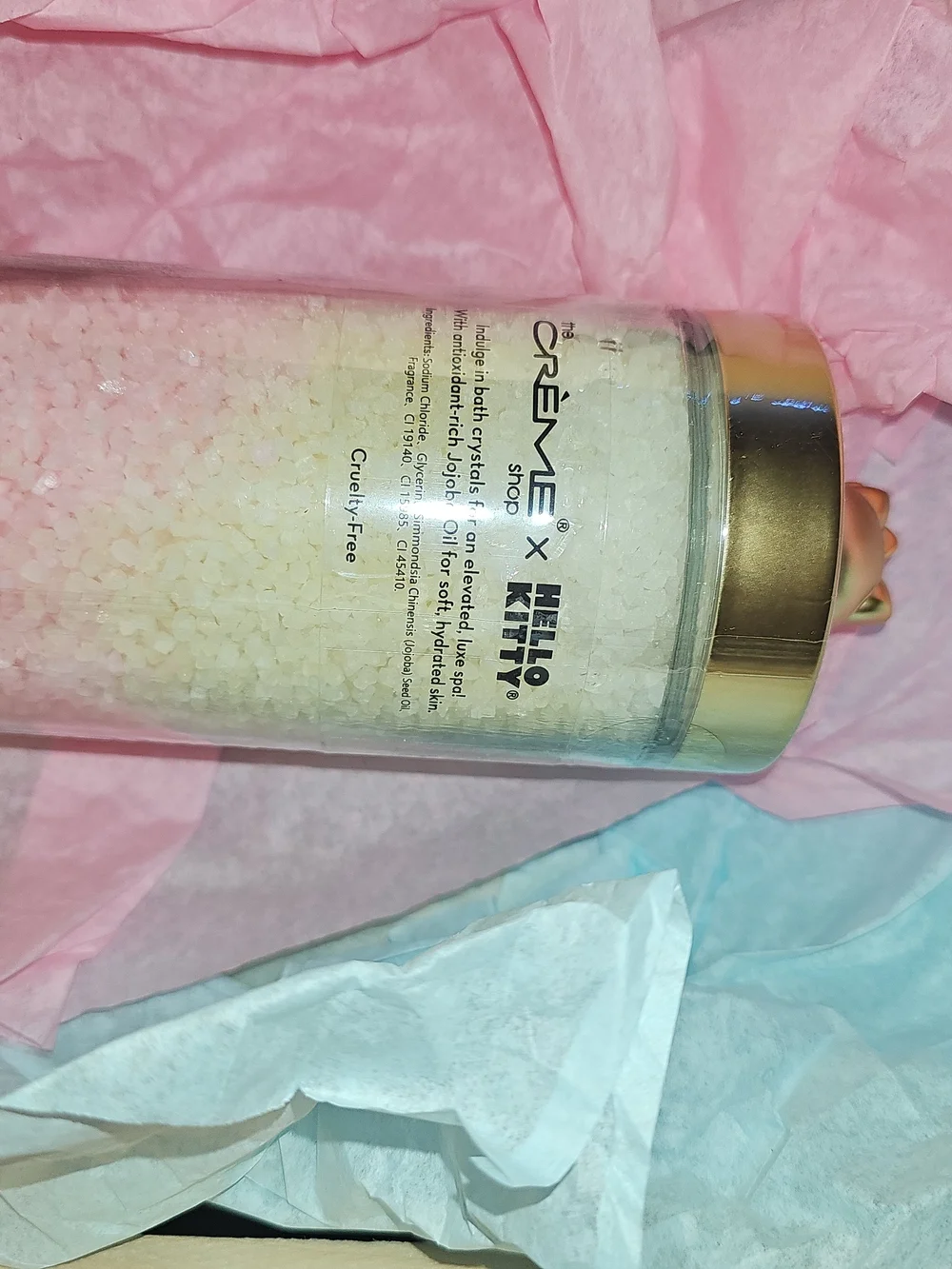 Hello Kitty Pink Bath Crystals with Gold Lid